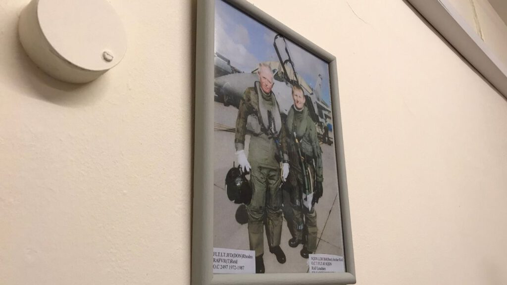 Don Rhodes and a former cadet stood in front of a Tornado